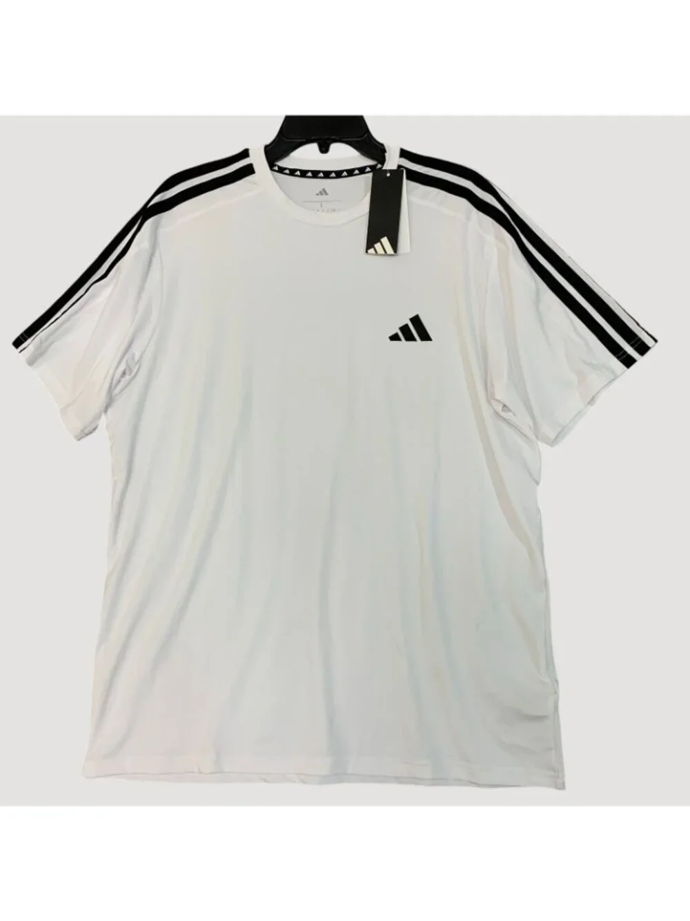 NWT Adidas M Men's L Active Short Sleeve Tee Shirt Black striped